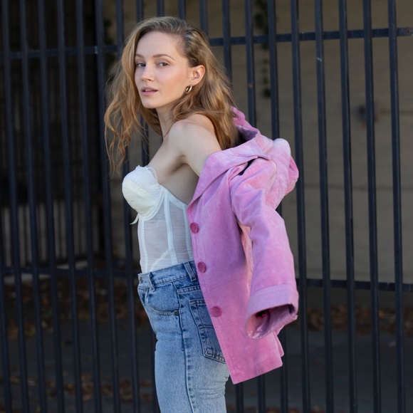 VINTAGE TERRY LEWIS pink suede jacket - Picture 2 of 6